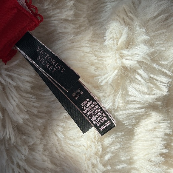 Victoria’s Secret 34D Push Up Bra Pink Red Floral Embroidered Lace Sexy Lingerie - Picture 7 of 8